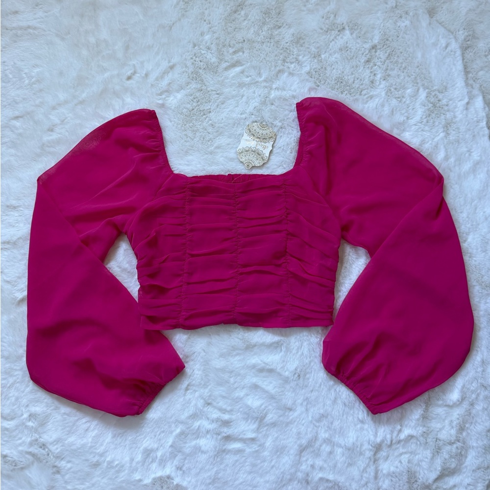 Altar'd State Fuchsia Ruched Blouse